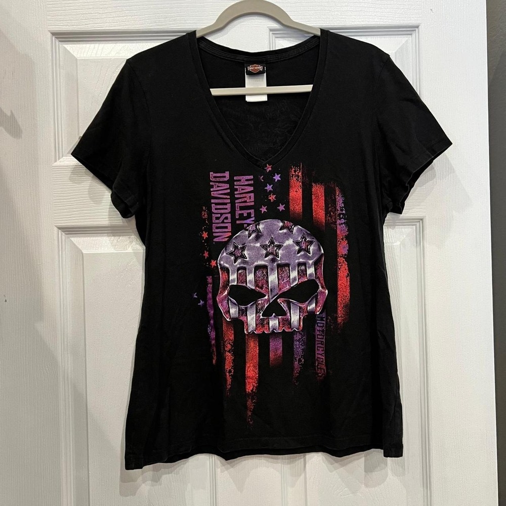 Harley-Davidson Graphic T-Shirt Cotton Blend Black Bikercore Moto Americans XL